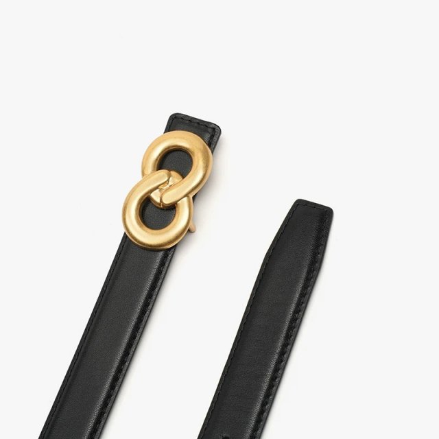Women's Genuine Leather Belt with Gold Double-Ring Buckle - Image 4