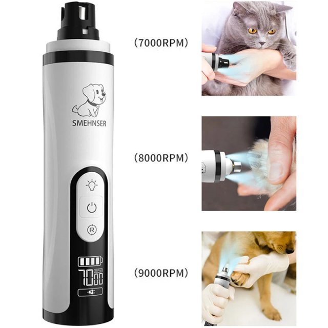 USB Rechargeable Electric Pet Nail Grinder with LED Light for Dogs and Cats – Low Noise Grooming Tool - Image 6