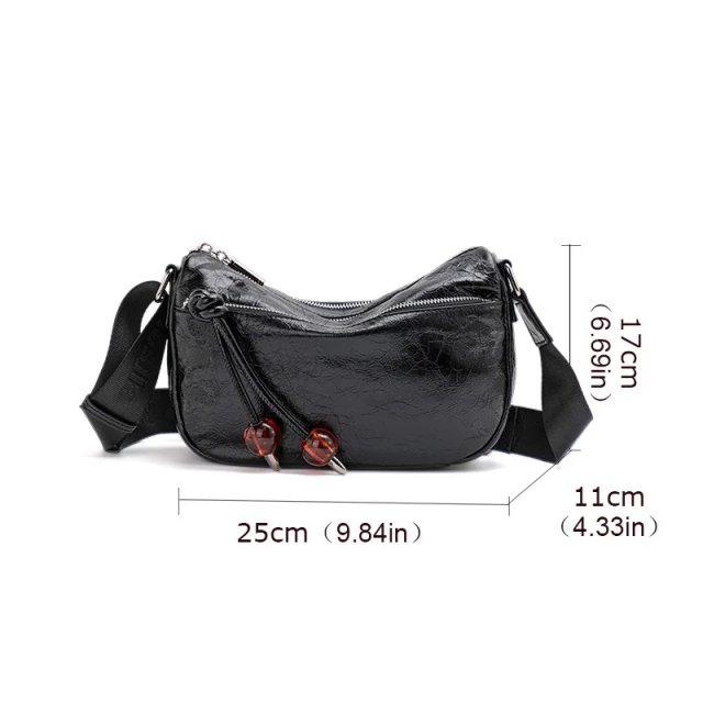 Stylish Pleated Textured Women's Soft Leather Crossbody Bag - Image 5