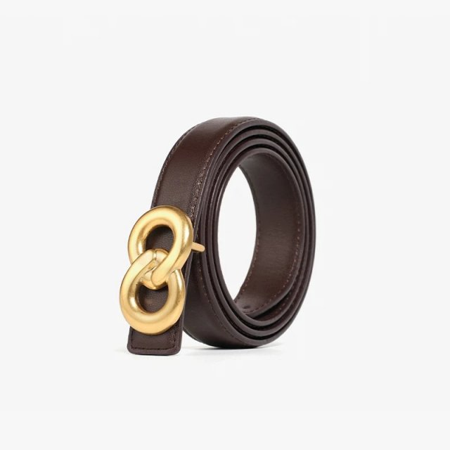 Women's Genuine Leather Belt with Gold Double-Ring Buckle - Image 5
