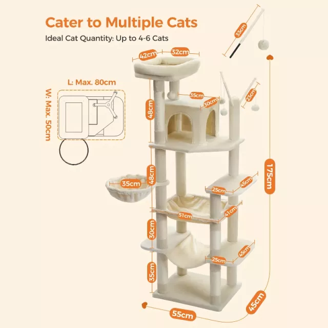 Tall Tower with Extra-Large Hammock & Scratching Posts - Image 6