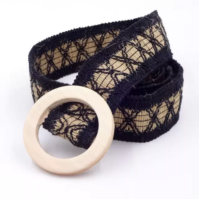Boho Crochet Lace Belt with Wooden Buckle - Image 6