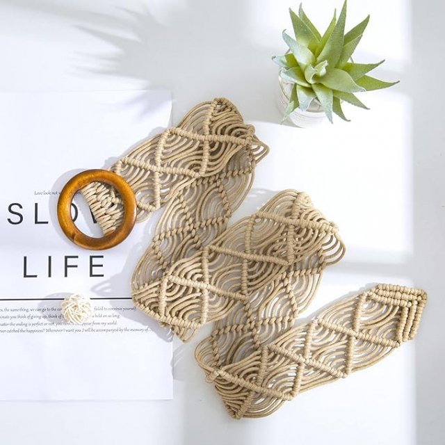 Boho Beach Woven Belt with Round Wooden Buckle - Image 3
