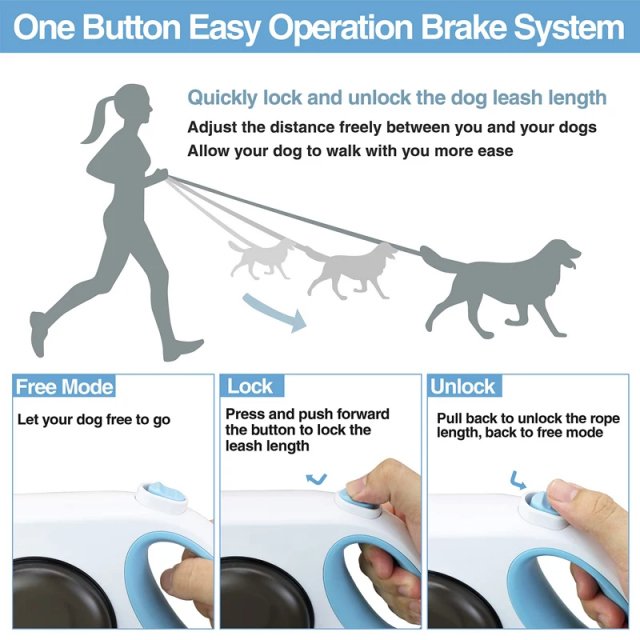 Retractable Dog Leash with Built-in Light, Water Bowl, and Food Box for Dogs up to 88lbs - Image 5