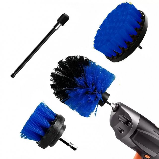 4Piece Electric Drill Brush Set with Extension Pole Lustrena