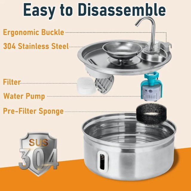 3.2L Stainless Steel Automatic Pet Water Fountain for Cats and Dogs - Image 3