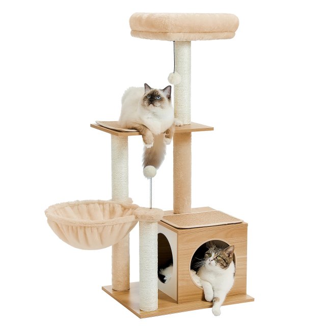 Modern Cat Tree Tower for Indoor Cats with Large Condo, Hammock & Cozy Top Perch - Image 6