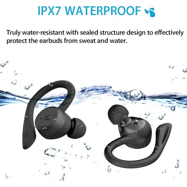Waterproof Bluetooth 5.0 Sports Earbuds with 20 Hours Playtime | Dual Wear Style Wireless Headset - Image 4