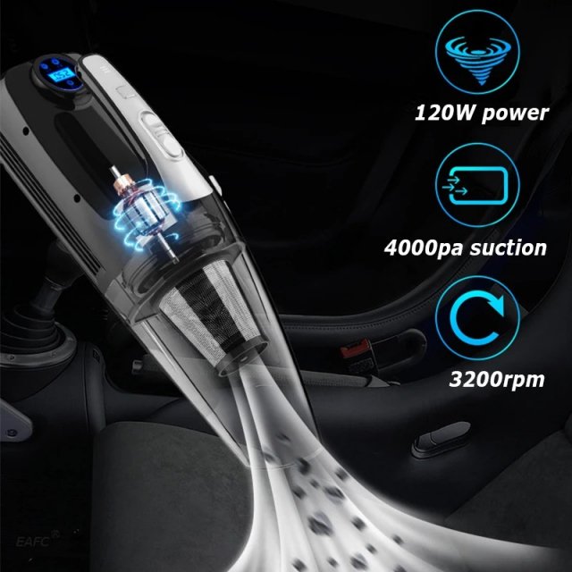 4-in-1 Portable Car Vacuum Cleaner and Tire Inflator - Image 3