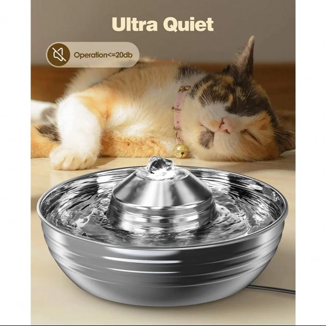 2L Stainless Steel Cat and Dog Water Fountain with Quiet Pump for Multiple Pets - Image 5