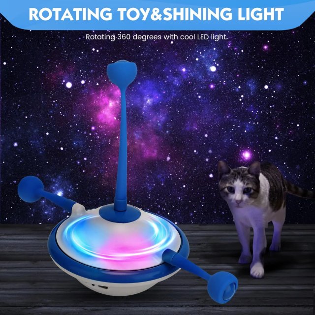 3-in-1 Interactive UFO Cat Toy with Feather, Butterfly, and LED Light - Image 6