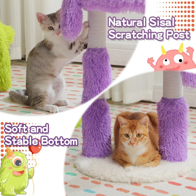 Purple Monster Cat Tree Tower with Big Condo & Sisal-Wrapped Legs - Image 3