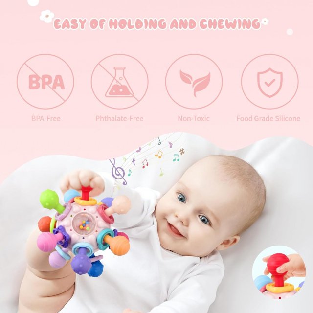 Rotating Rattle Ball & Silicone Teether - Image 3
