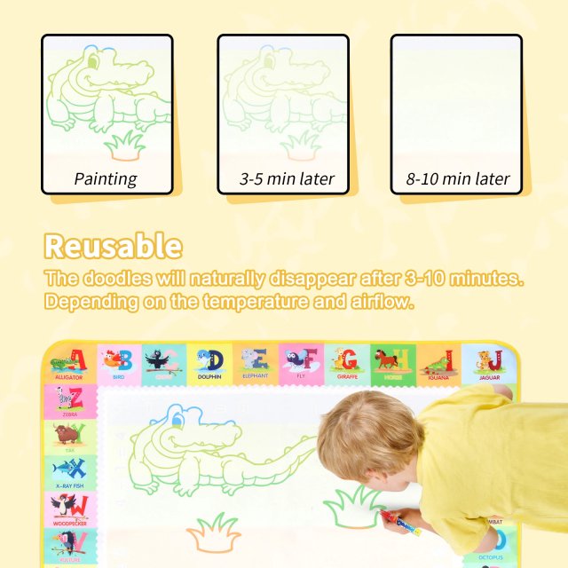 Magic Water Drawing Mat 39x31 inches with Reusable Pens - Image 4