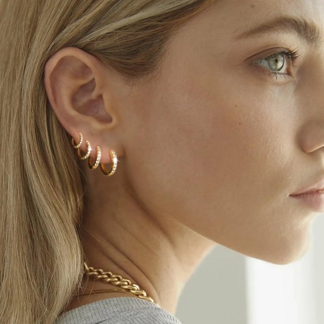 14k Gold Plated Hoop Earrings Set - Image 2