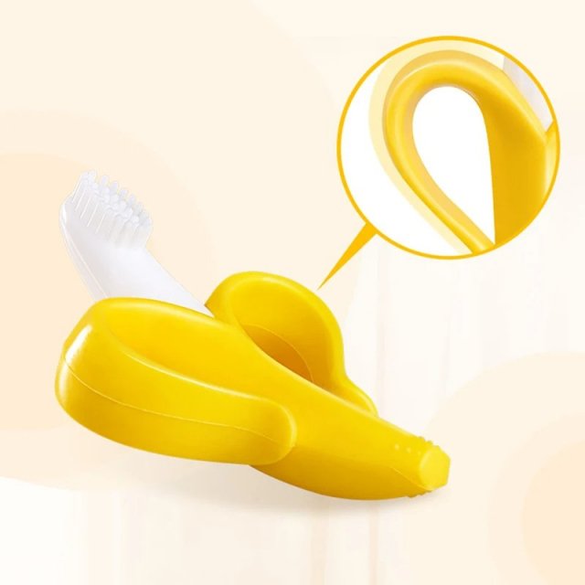 Banana-Shaped Silicone Baby Teether & Toothbrush - Image 3
