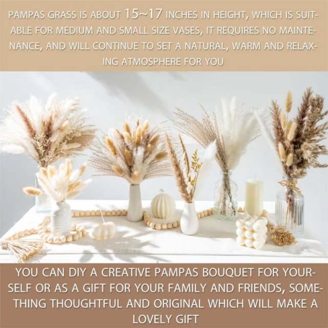 105pcs Natural Dried Flowers Pampas Grass Bouquet - Image 5