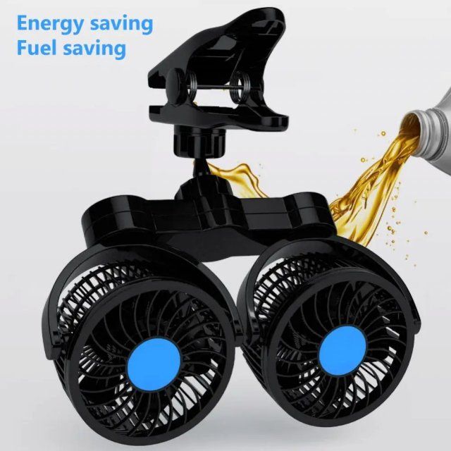 12/24V Dual Head Rotatable Car & Truck Clip-On Cooling Fan - Image 4