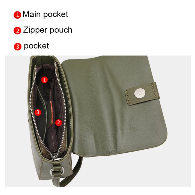 Stylish Soft Leather Crossbody Bag - 100% Cowhide Square Shoulder Bag - Image 5