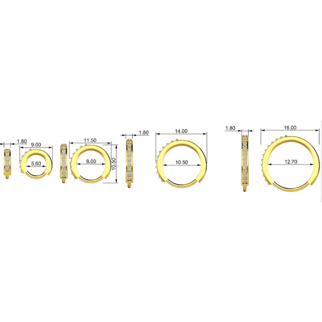 14k Gold Plated Hoop Earrings Set - Image 5