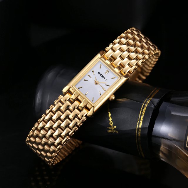 Gold Square Ladies Quartz Watch - Image 5