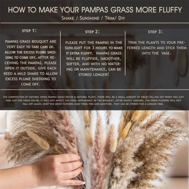 105pcs Natural Dried Flowers Pampas Grass Bouquet - Image 7