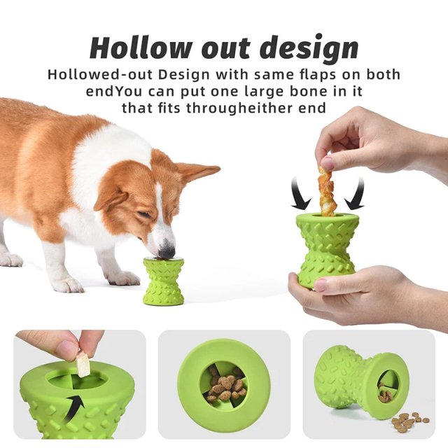 Durable Food Dispensing Chew Toy for Aggressive Chewers - Non-toxic, Natural Rubber, Treat Leaking Bone Toy for Dogs - Image 4