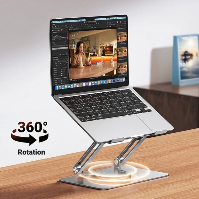 Foldable Aluminum Laptop Stand with 360° Rotation and Dual Shaft Design - Image 5