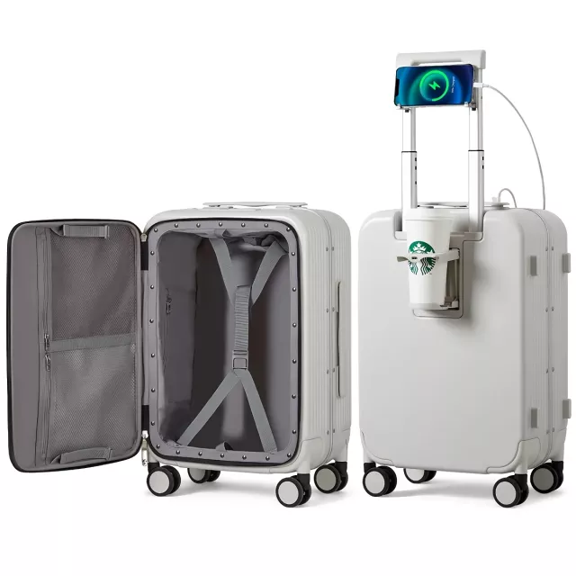 Aluminum Frame Carry-On Luggage with USB Port and Phone Holder - 24 Inch - Image 4