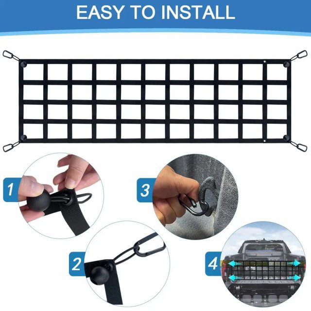 Heavy-Duty Truck Tailgate Cargo Net with UV Protection for Full-Size Trucks - Image 4