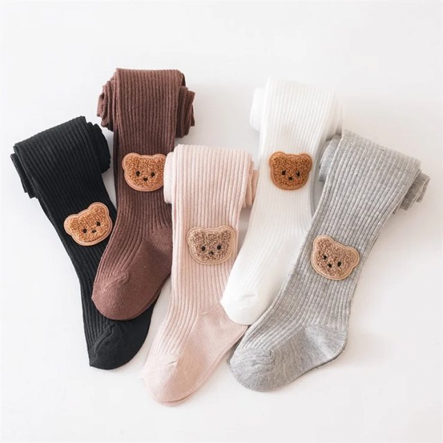 Adorable Girls' Cartoon Bear Tights for Toddlers and Kids - Image 4