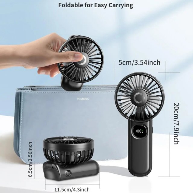Foldable Portable Handheld Fan with LED Display - Image 7