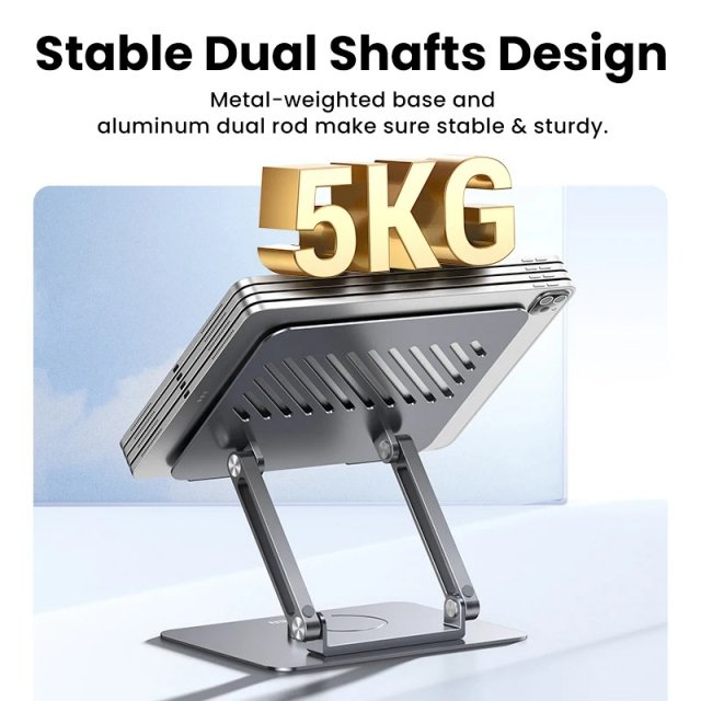 Foldable Aluminum Laptop Stand with 360° Rotation and Dual Shaft Design - Image 3