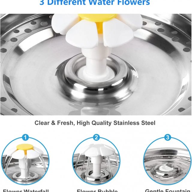 81oz Stainless Steel Cat Water Fountain with Ultra-Quiet Pump & 3 Water Flow Settings - Image 3
