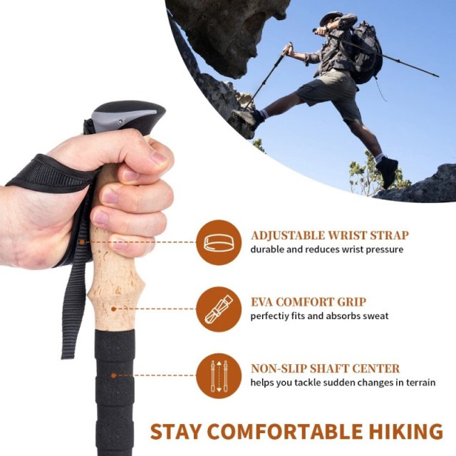 Lightweight Collapsible Carbon Fiber Trekking Poles - Image 4