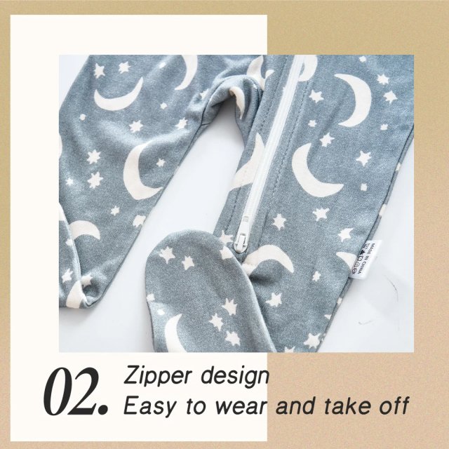 Long-Sleeve Bamboo Cotton Baby Jumpsuit with Footies - Image 4