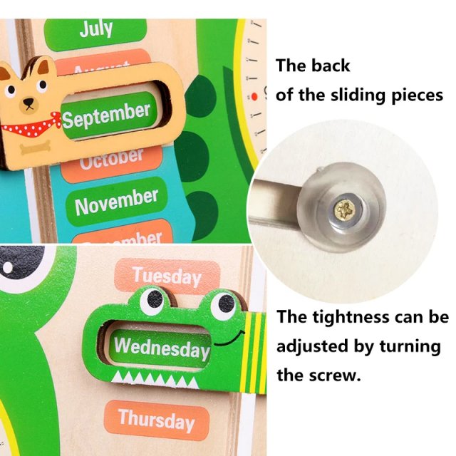 Montessori Wooden Learning Clock & Weather Calendar for Kids - Image 5