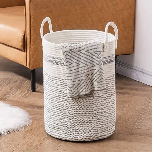 58L Large Cotton Rope Laundry Hamper - Image 2