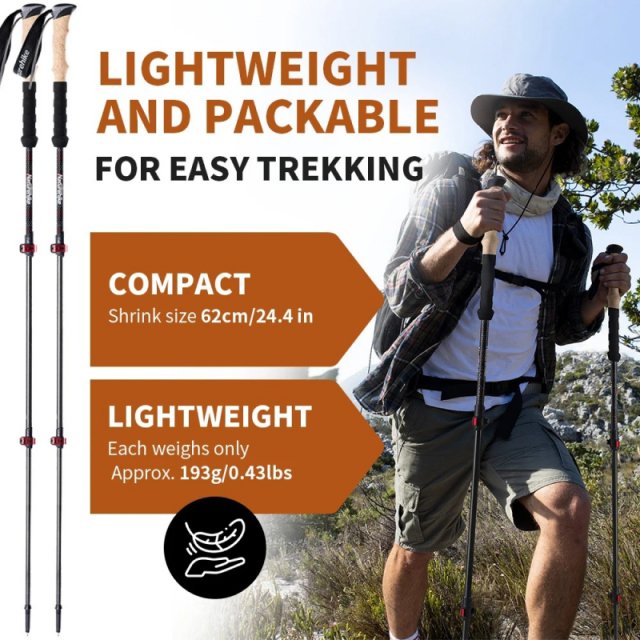 Lightweight Collapsible Carbon Fiber Trekking Poles - Image 5
