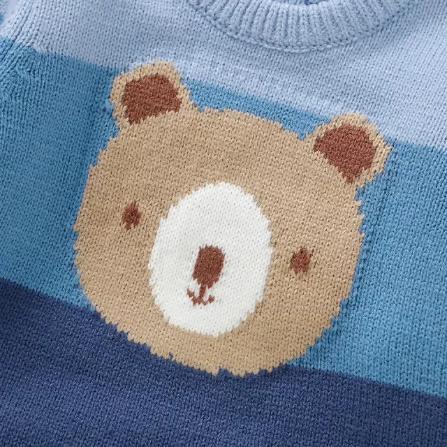 Striped Baby Romper with Cute Bear Design - Newborn Jumpsuit 0-18M - Image 5