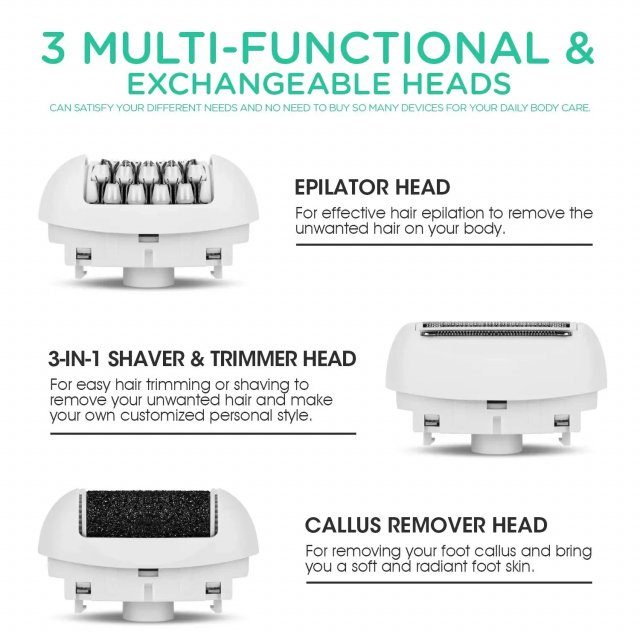 Rechargeable 3-in-1 Epilator & Callus Remover for Women - Image 3