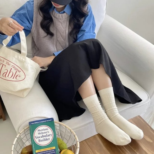 Cotton Knitting Women’s Japanese Style High Socks - Image 4