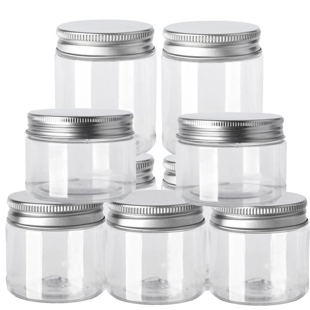 10Pcs Clear Plastic Storage Jars with Aluminum Lids - Image 5