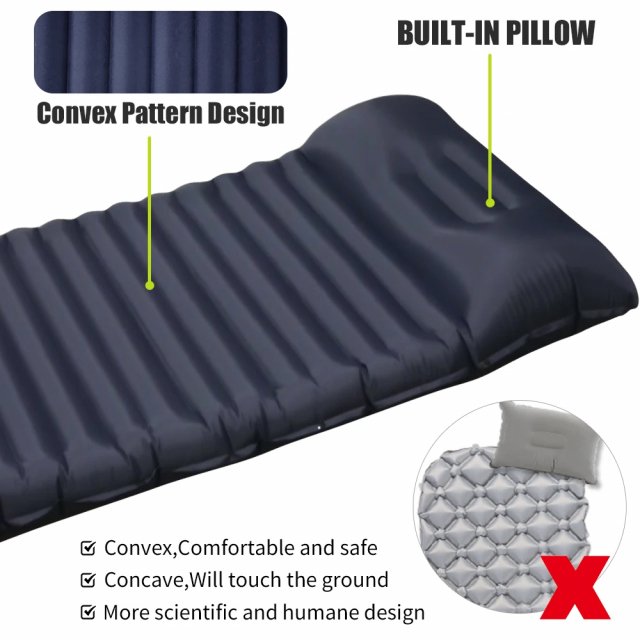 Ultralight Inflatable Camping Mattress with Pillow and Built-in Pump - Image 3