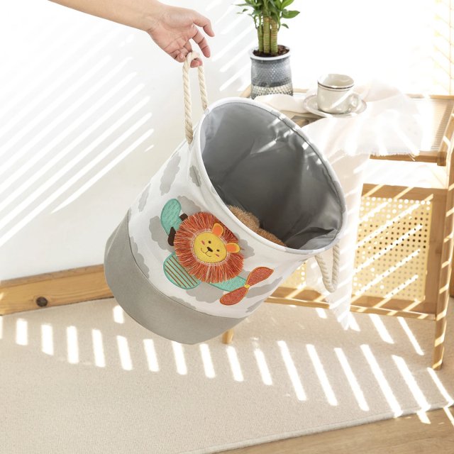 Foldable Cartoon Storage Basket - 15.7" x 13.8" Canvas Organizer - Image 5