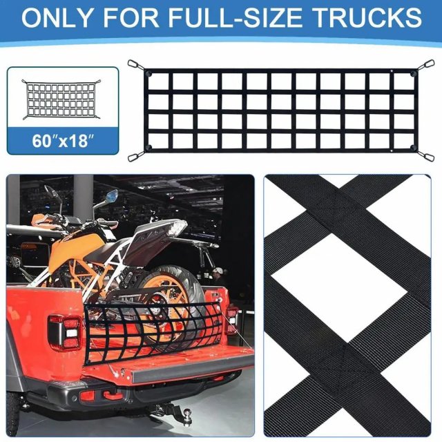 Heavy-Duty Truck Tailgate Cargo Net with UV Protection for Full-Size Trucks - Image 3