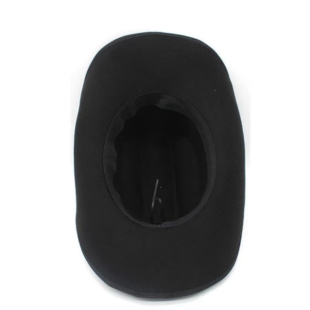 Black Roll Brim Fedora Cowboy Hat - Image 5
