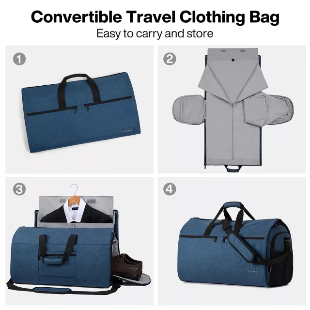 Convertible Garment Duffel Bag with Shoe Pouch – Large Capacity Travel Luggage - Image 4