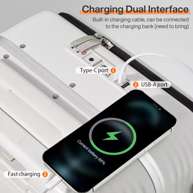 Aluminum Frame Carry-On Luggage with USB Port and Phone Holder - 24 Inch - Image 6