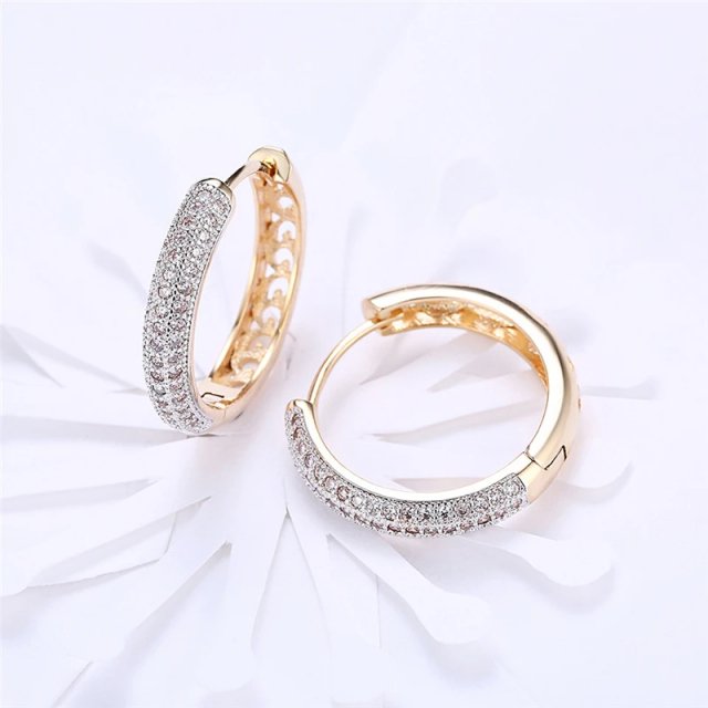 18K Gold Plated Sterling Silver Zircon Hoop Earrings - Image 2
